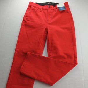 NY&C Women's High Waist Super Skinny Capri Pant Size 6 Red Stretch Slimming
